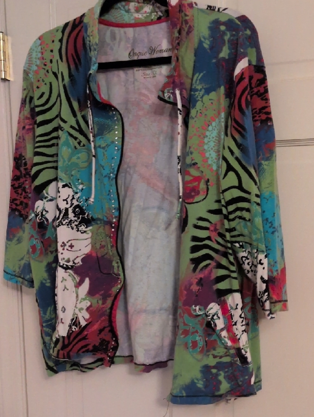Onque Woman Multicolor Open-Front Utility Jacket - Picture 3 of 4